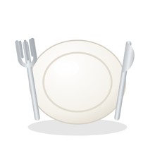 Tabak, çatal ve bıçak görseli