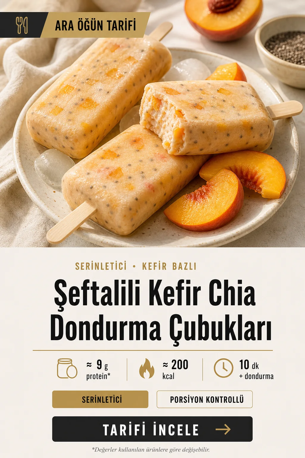 Şeftalili Kefir Chia Dondurma Çubukları tarif kapağı